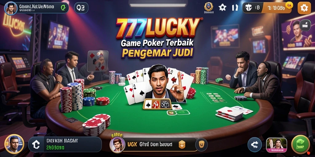 Screenshot gameplay 777LUCKY yang menampilkan pertarungan Poker yang mendebarkan.