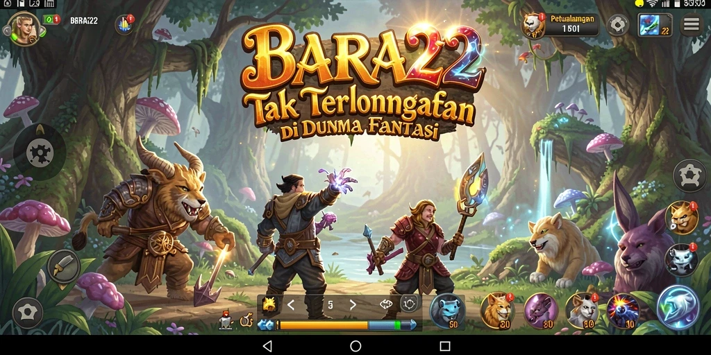 Tampilan dramatik dari gameplay petualangan BARA22 yang memikat.