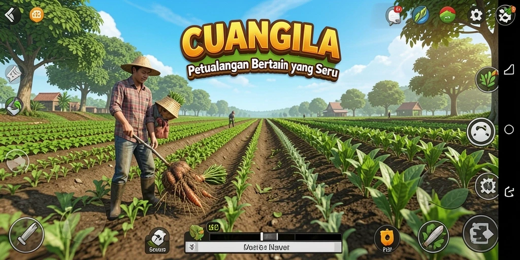 Gameplay menarik di CUANGILA saat bertani dengan berbagai tanaman.