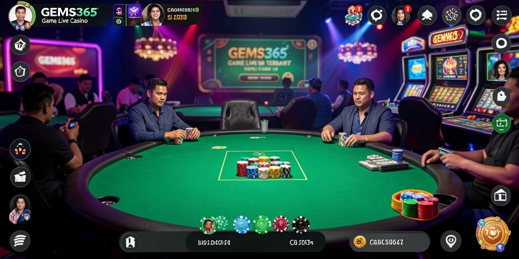Gameplay menarik dari GEMS365 dengan dealer profesional dan suasana kasino.