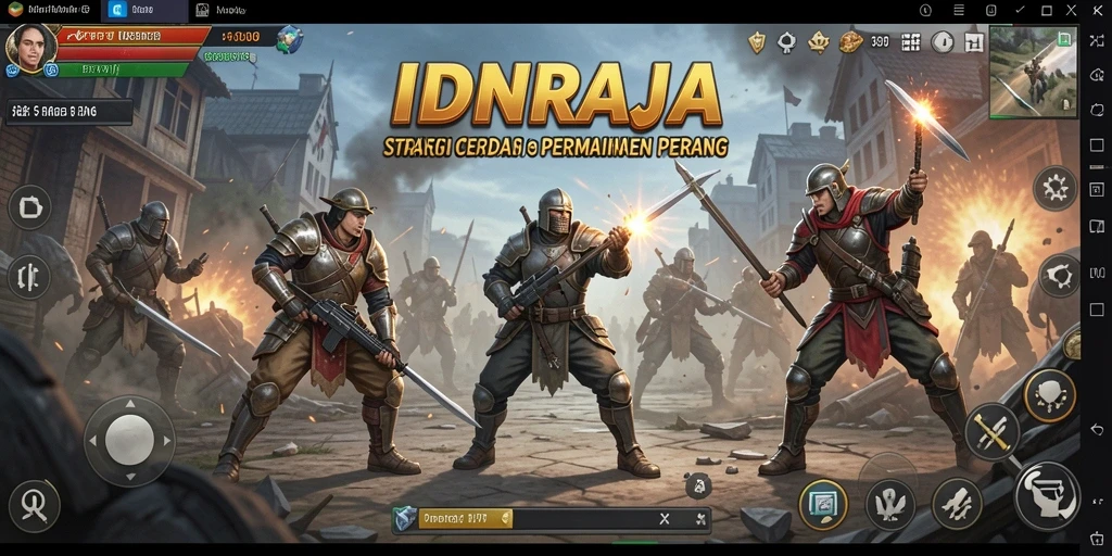 Tampilan gameplay <strong>IDNRAJA</strong> dengan berbagai strategi dan pertempuran yang mendebarkan.