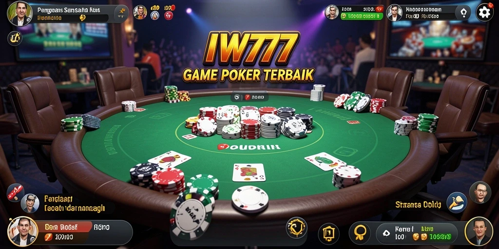Screenshot IW777 memperlihatkan keseruan permainan Poker yang mendebarkan.