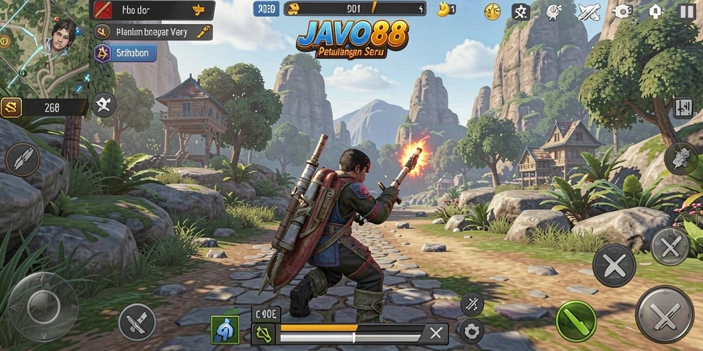 Screenshot JAVO88 menampilkan pemain menjelajahi dunia terbuka yang luas.