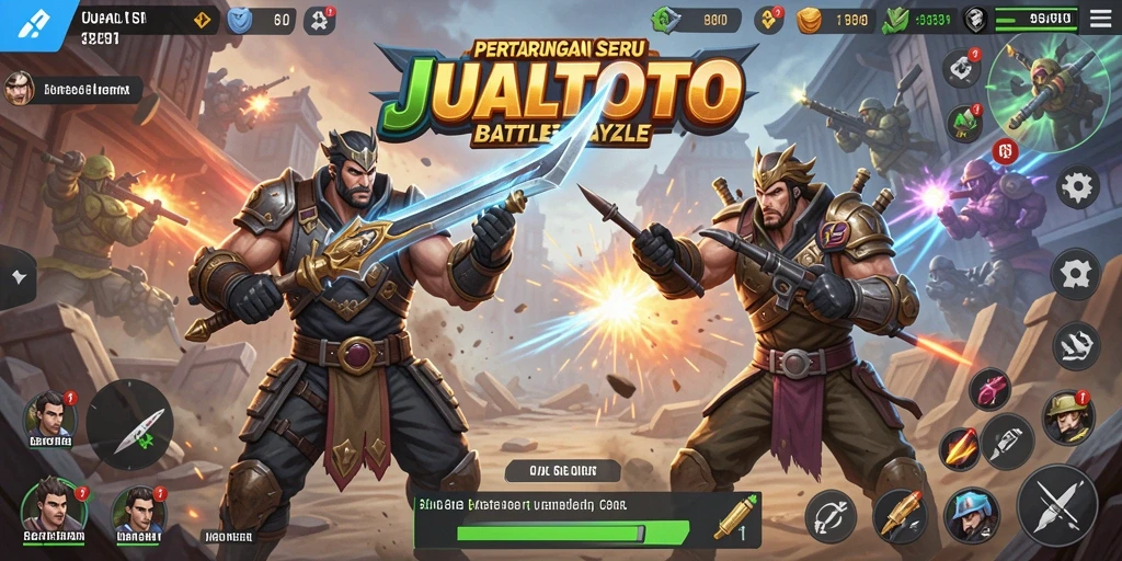 Tampilan aksi seru dalam gameplay Battle Royale JUALTOTO.
