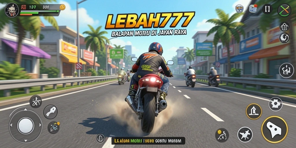 Screenshot gameplay menampilkan balapan motor yang mendebarkan di trek yang menarik.